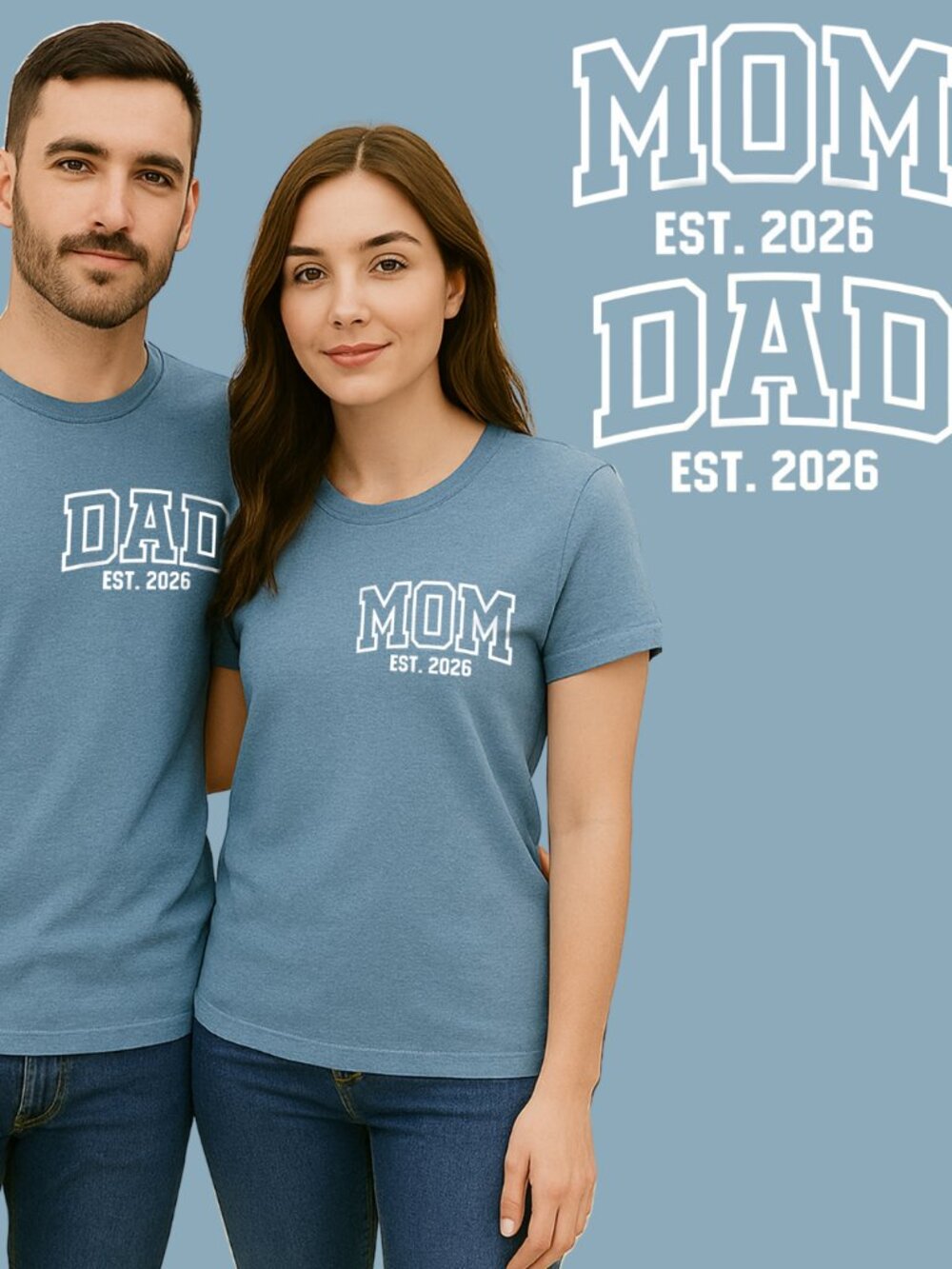BUNDLE OF 2 Expecting Parents Mom Dad 2026 Set of T-Shirts Men Women NEW